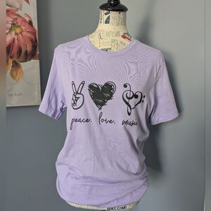 Peace.Love.Music. Bella Canvas Lavender Graphic Tee